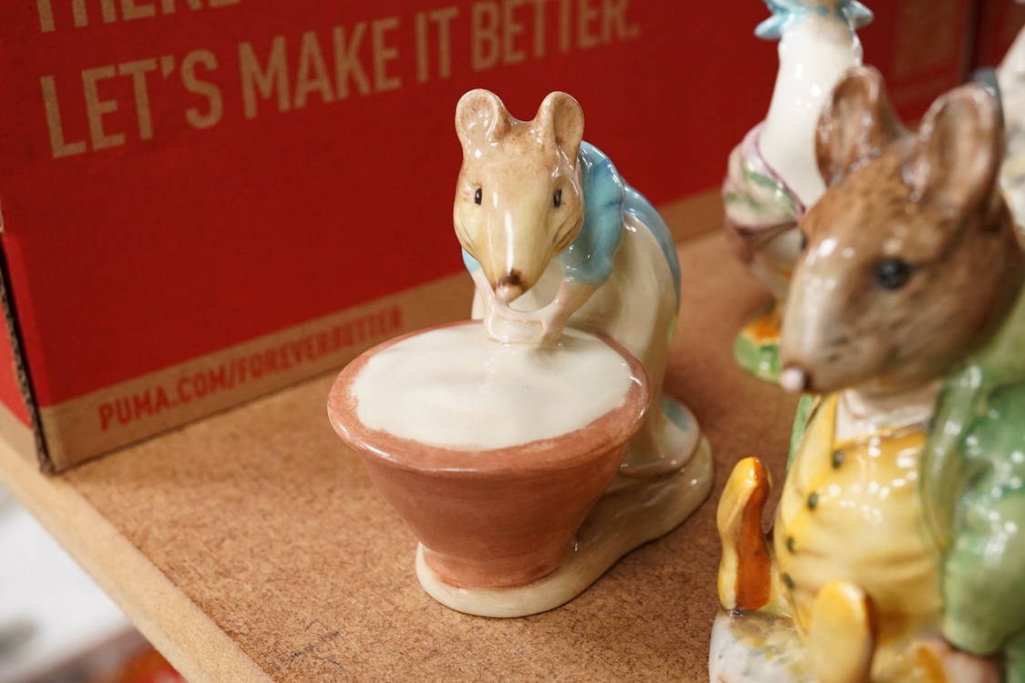 Nineteen Beatrix Potter character stamped F Warne and Co, Beswick, 10cm